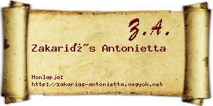 Zakariás Antonietta névjegykártya